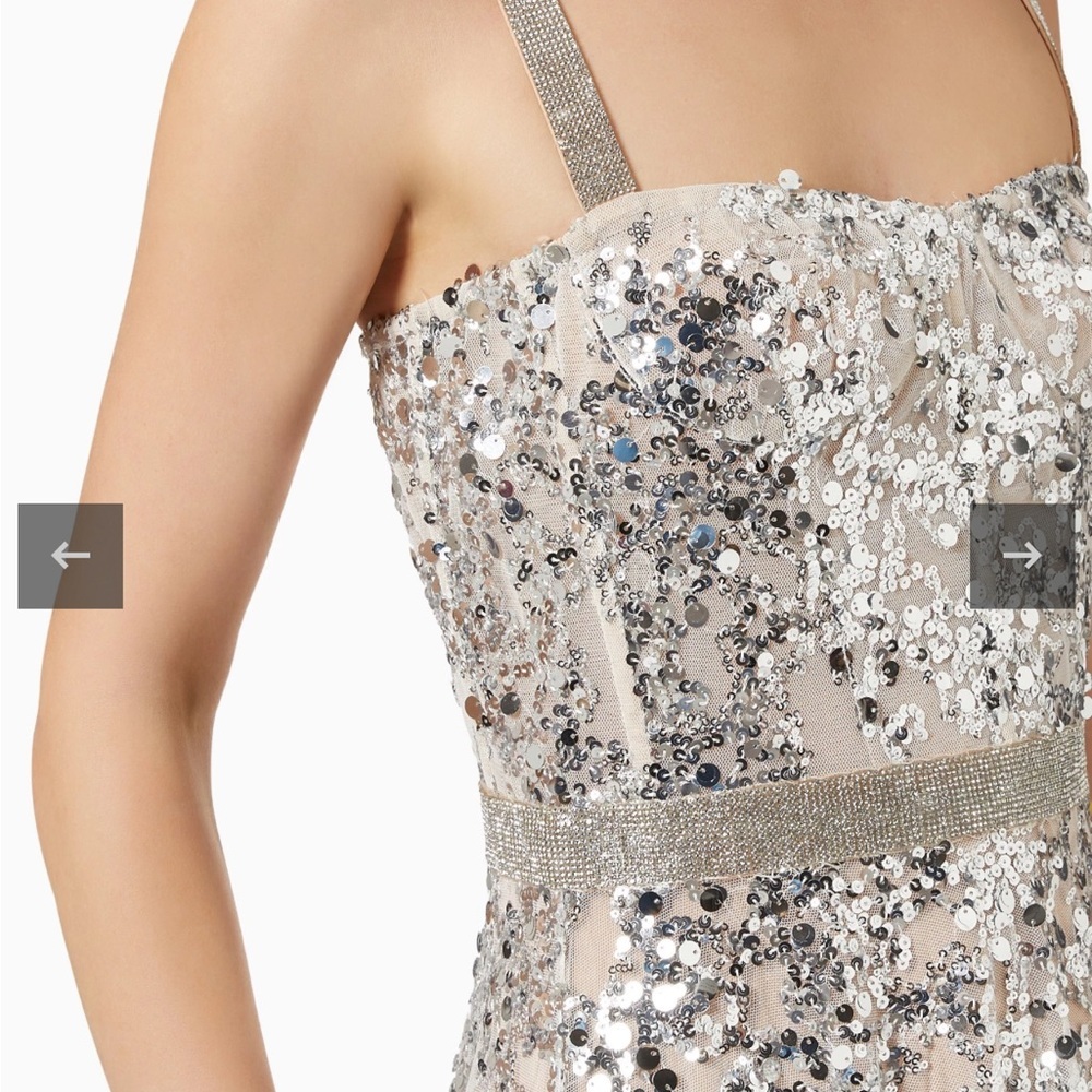Bronx and Banco Midnight Maxi Gown Sequined Silver White Wedding Formal Size XS - Picture 2 of 13